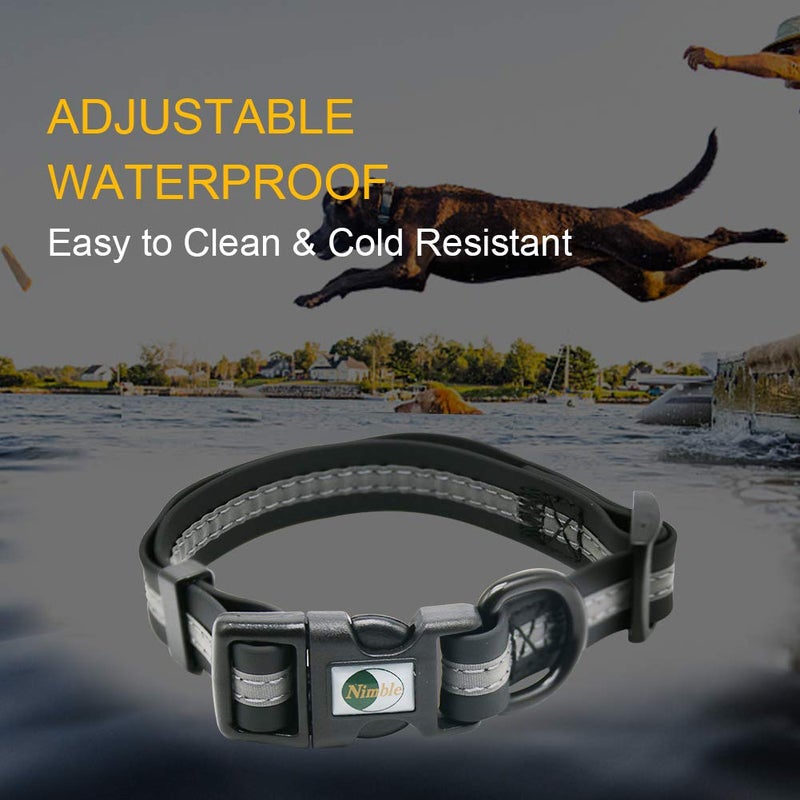 NIMBLE Dog Collar Waterproof Pet Collars Anti-Odor Durable Adjustable PVC & Polyester Soft with Reflective Cloth Stripe Basic Dog Collars S/M/L Sizes (Small (9.45â€-14.17â€inches), Black) - Image 4
